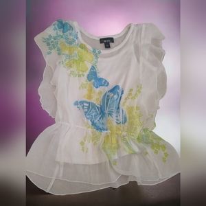 #2253 Amy Byer butterfly blouse Girls S